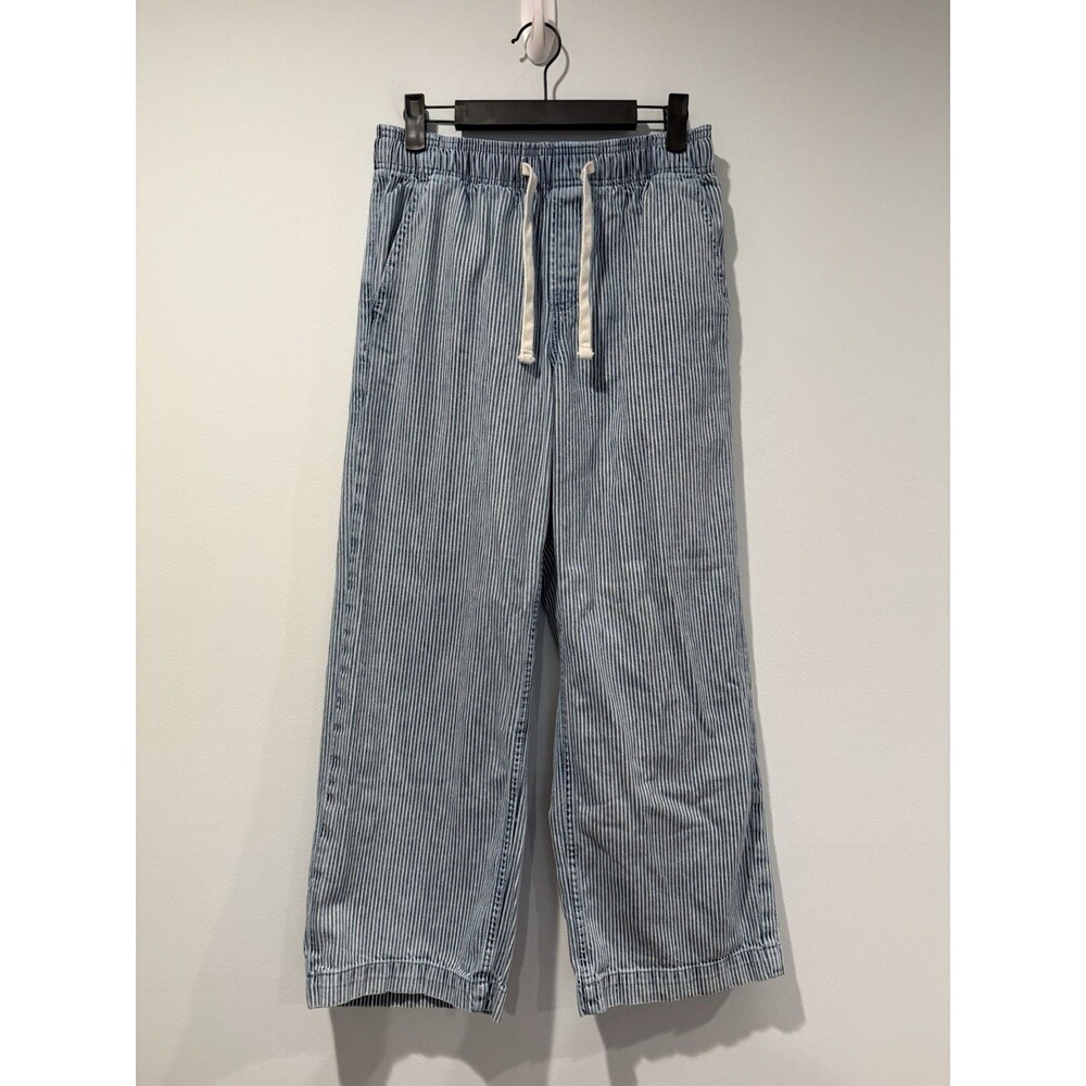 Gap Wide Leg Pants Womens XS Short Striped High Rise 100% Cotton Travel Coastal